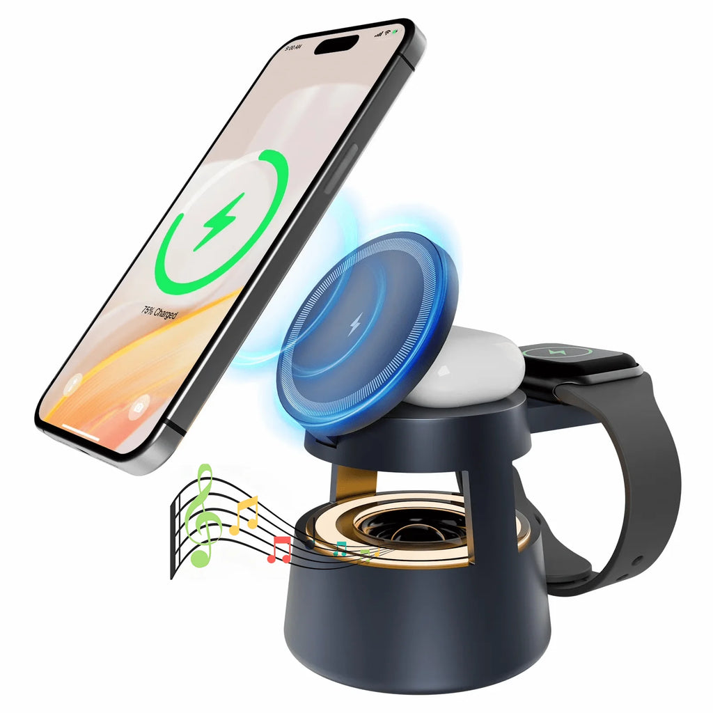 5 in 1 Wireless Charging Station, 15W Fast Charging Wireless Charger f ...
