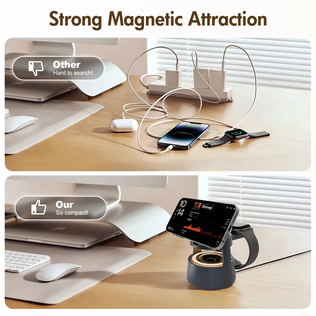 5 in 1 Wireless Charging Station, 15W Fast Charging Wireless Charger f ...