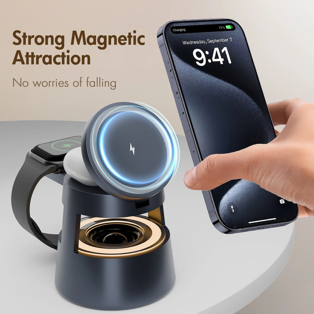 5 in 1 Wireless Charging Station, 15W Fast Charging Wireless Charger f ...